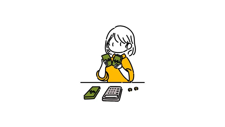 お金を数えている人
